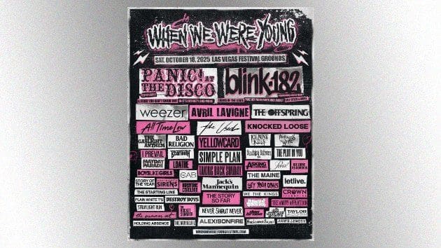 Blink-182, returning Panic! at the Disco headlining When We Were Young 2025