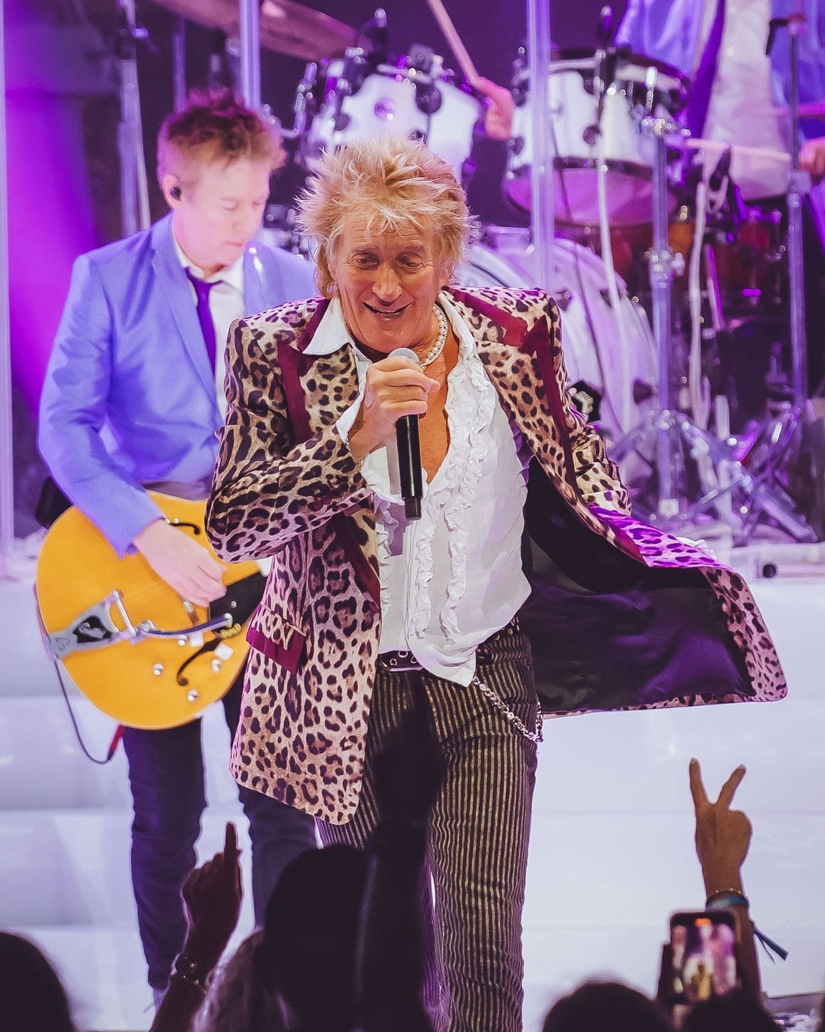 Rod Stewart performs at the Mann Music Center in Philadelphia, PA